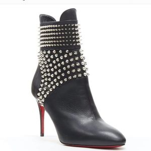 CHRISTIAN LOUBOUTIN Hongroise 85 black leather spike studded ankle boot - 40